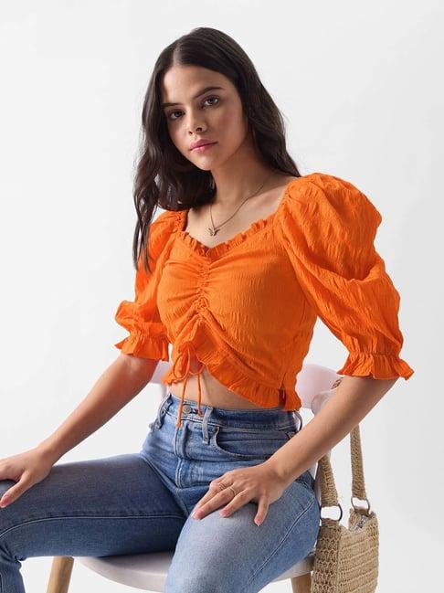the souled store orange cotton top