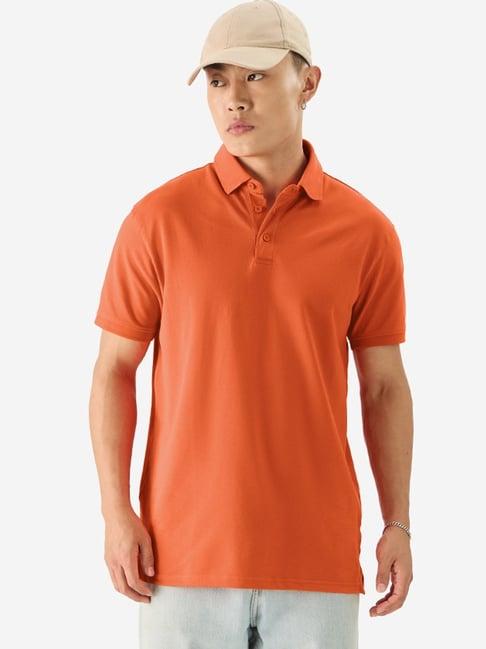 the souled store orange regular fit polo t-shirt