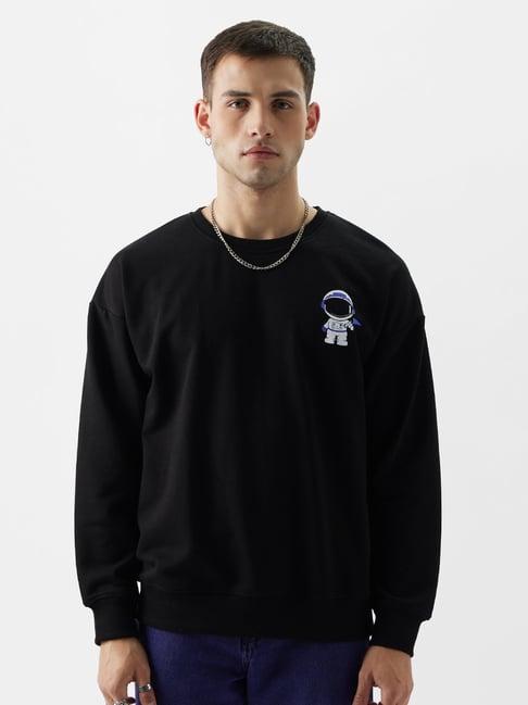 the souled store originals black printed oversized sweatshirt