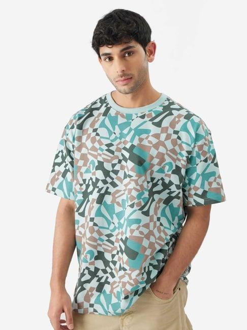 the souled store originals multicolor printed oversized blue ripples t-shirt