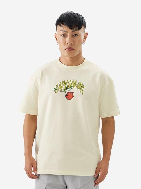 the souled store originals off white loose fit graphic print oversized t-shirt