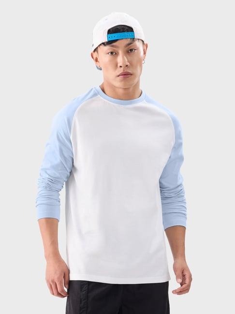 the souled store originals white & blue regular fit crew t-shirt