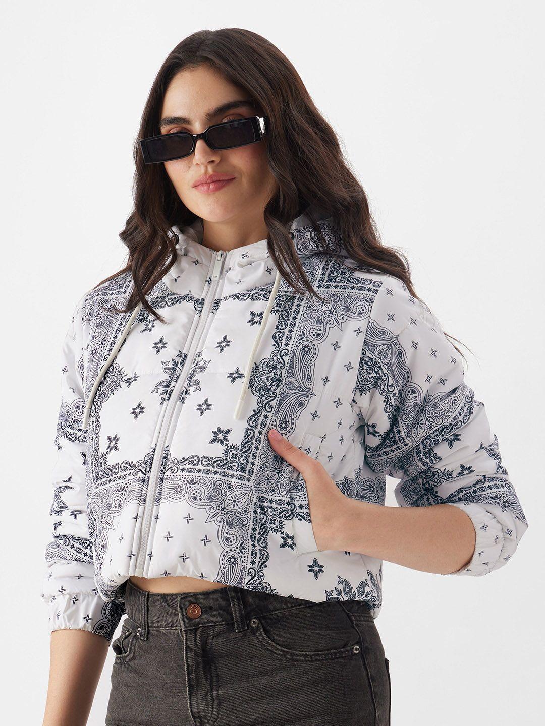the souled store paisley printed lightweight crop puffer jacket