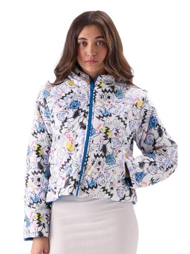 the souled store peanuts: doodle (reversible) women puffer jackets jackets winter coats outerwear bomber puffer windbreaker hooded quilted lightweight warm stylish fashionable casual trendy classic