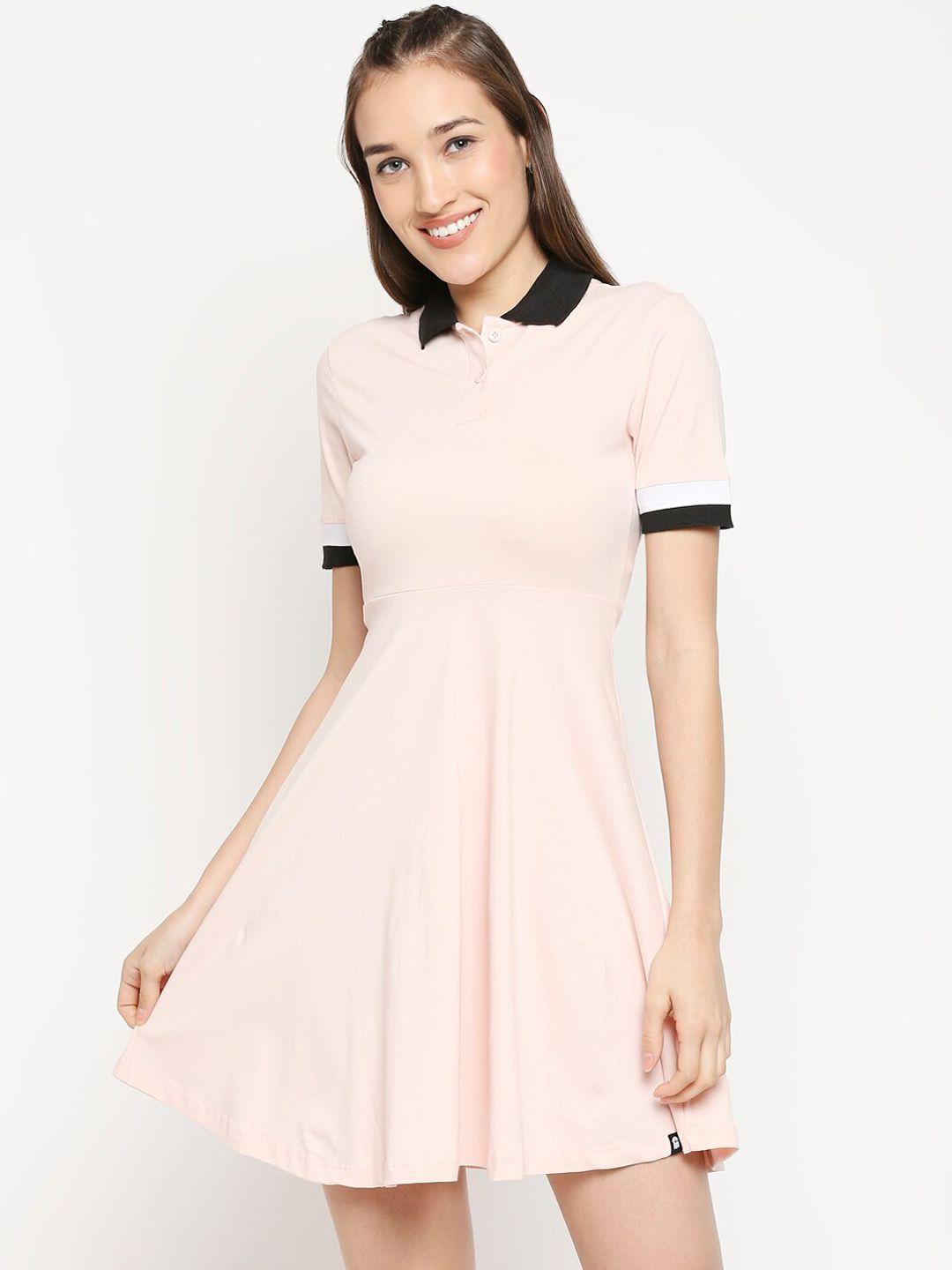 the souled store pink & black solid t-shirt dress