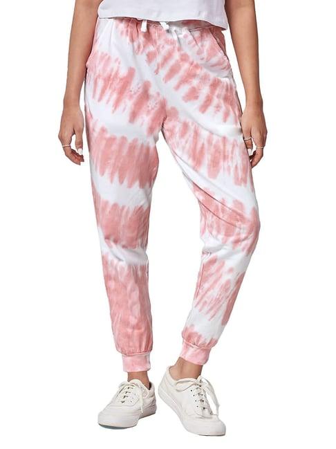 the souled store pink & white printed joggers