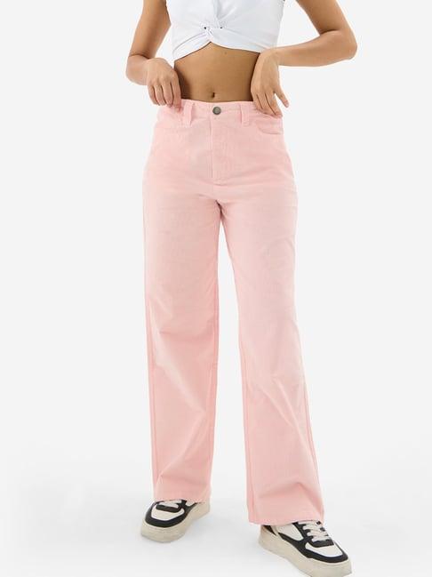 the souled store pink relaxed fit pants