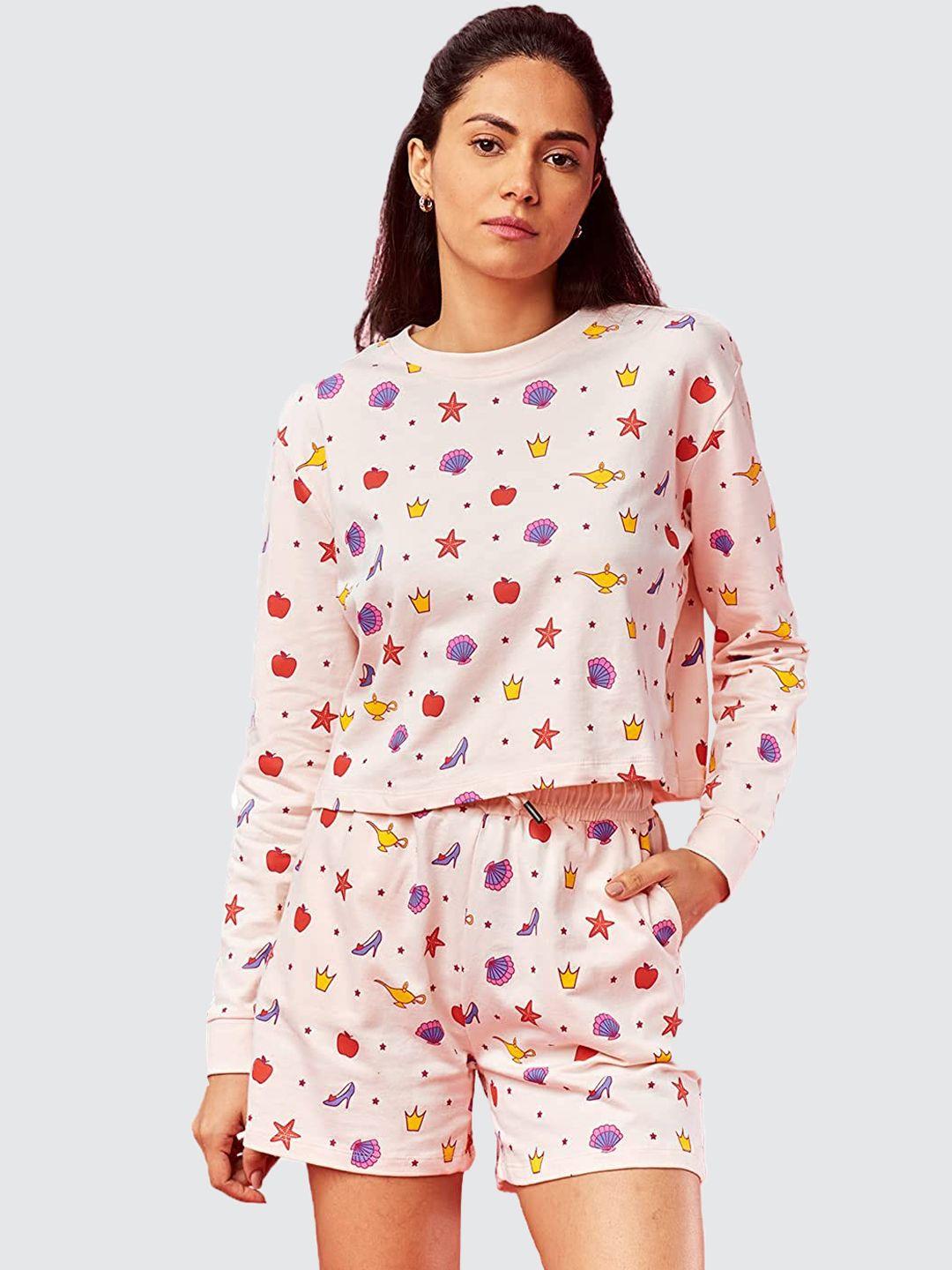 the souled store pink women disney printed co-ords