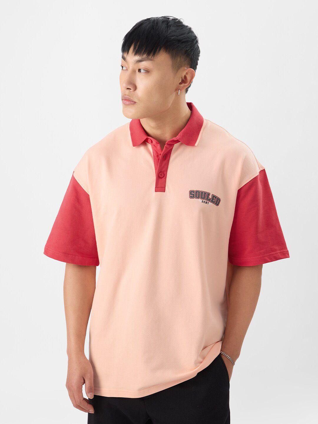 the souled store polo collar drop shoulder sleeves oversized cotton t-shirt