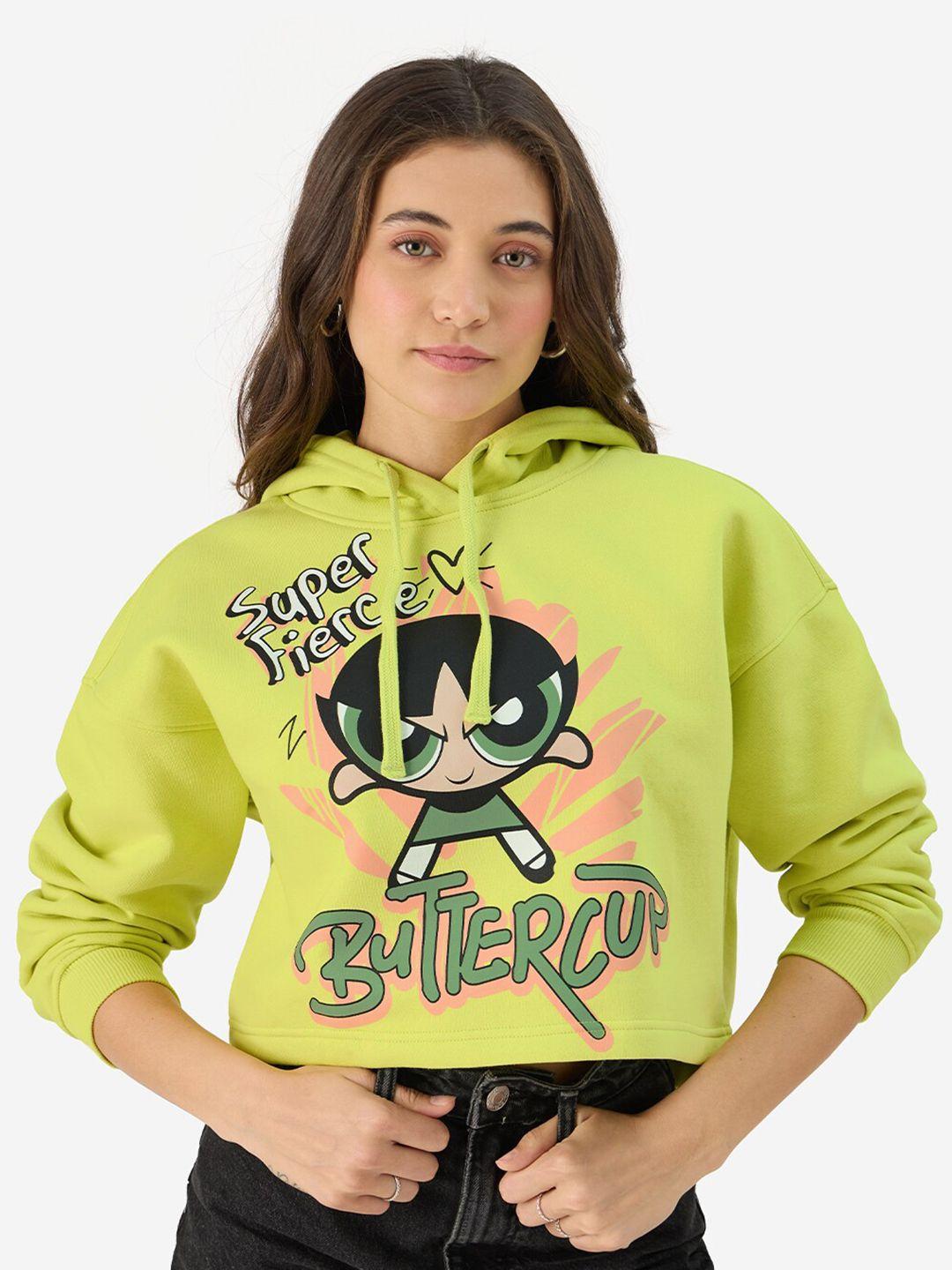 the souled store powerpuff girls printed hooded cropped pullover