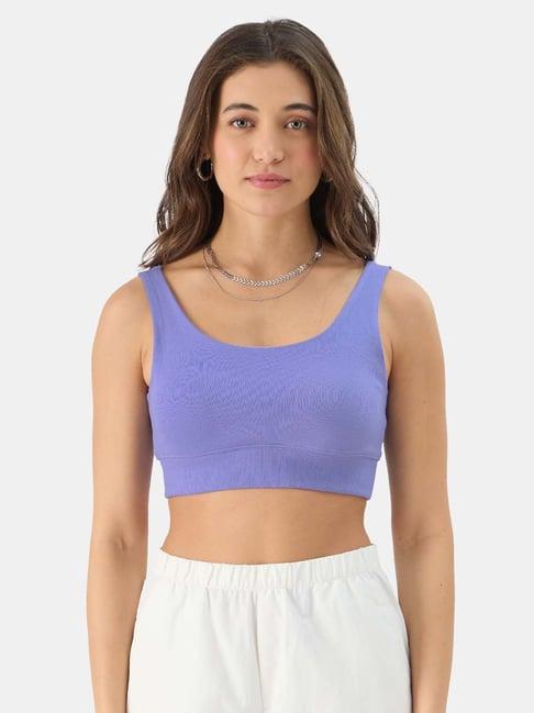 the souled store purple cotton striped bralette