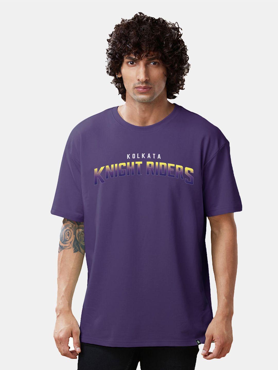 the souled store purple kolkata knight riders typography printed oversized t-shirt