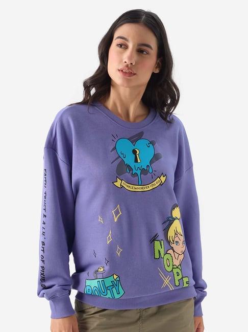 the souled store purple printed sweatshirt