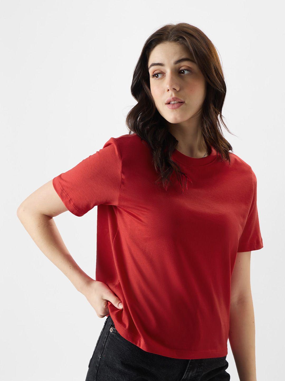 the souled store round neck pure cotton casual t-shirt