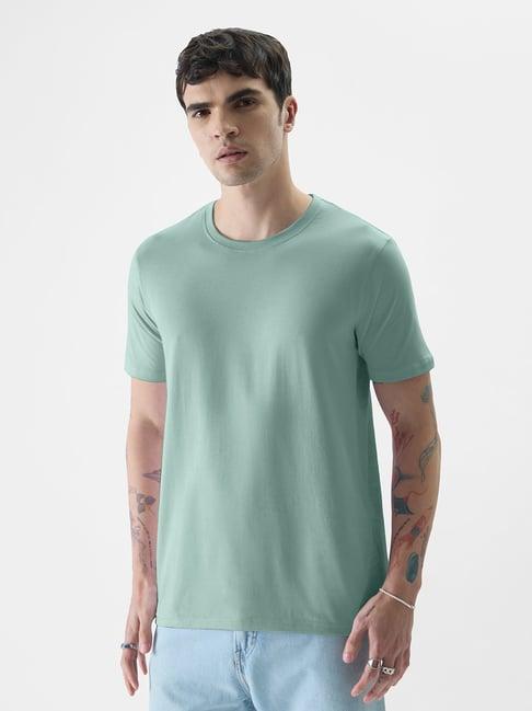 the souled store sea green regular fit crew t-shirt