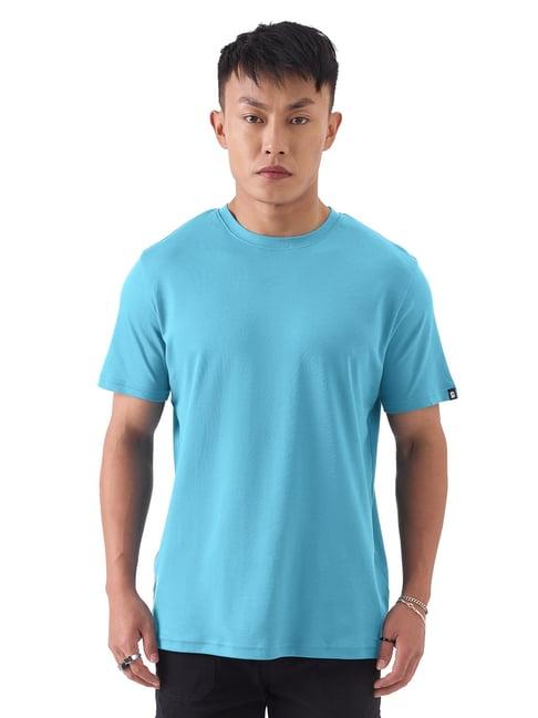 the souled store sky blue regular fit crew t-shirt