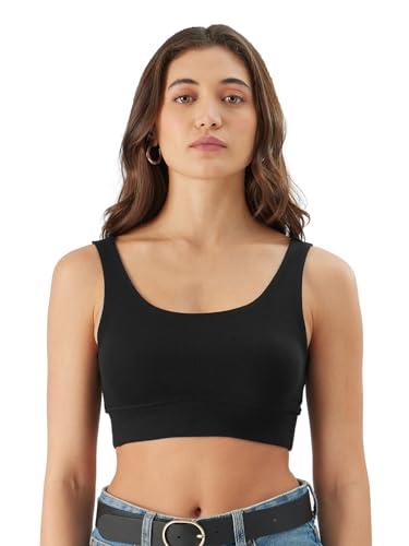 the souled store solids: black women and girls pull on cotton blend bralette top