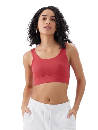 the souled store solids: flame red women and girls pull on cotton blend bralette top