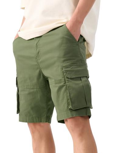 the souled store solids: forest green men and boys buttoned above the knee length cotton cargo short