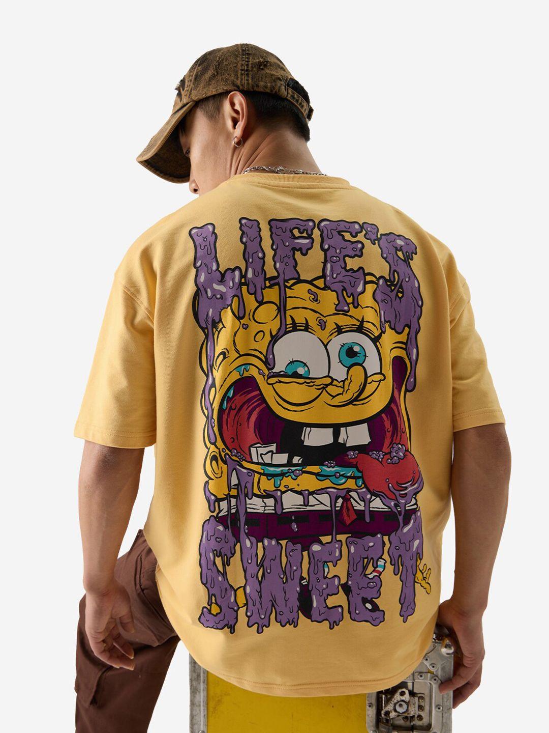 the souled store spongebob printed pure cotton oversized t-shirt