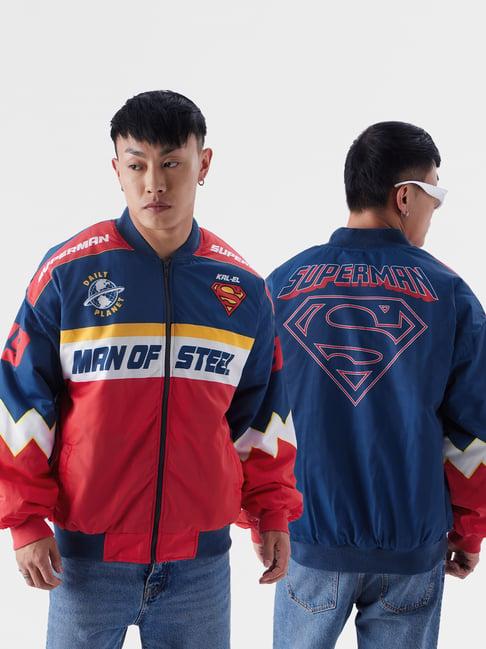 the souled store superman: kal-el multicolor loose fit graphic print bomber jacket
