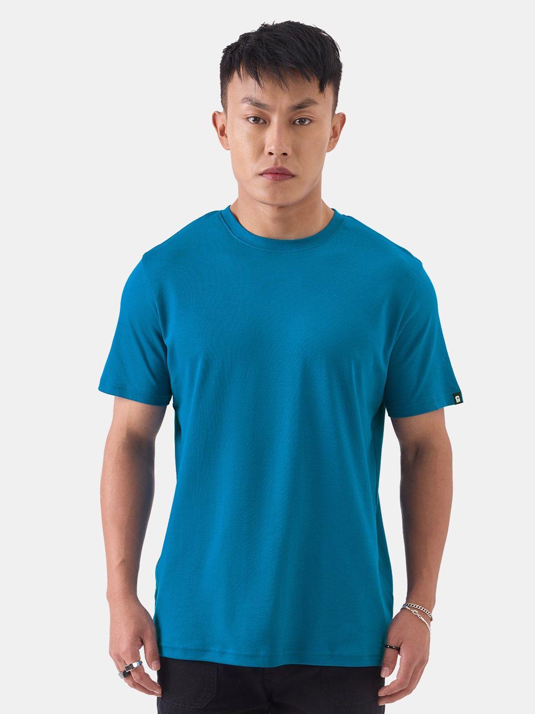 the souled store teal blue round neck pure cotton t-shirt