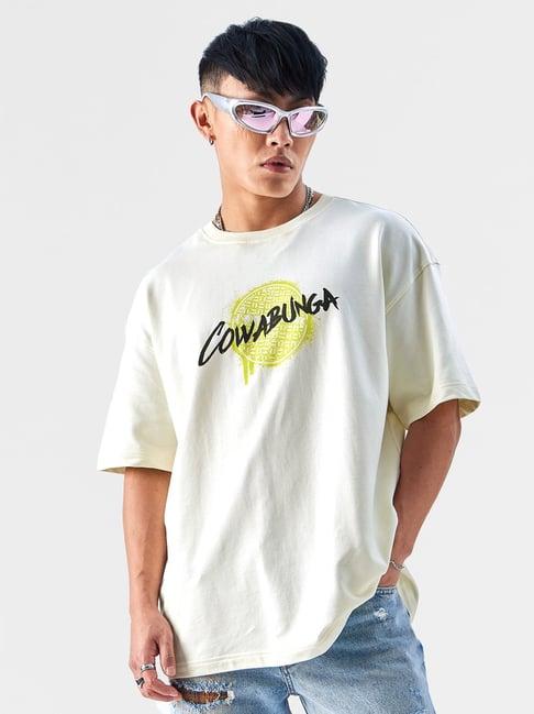 the souled store tmnt: cowabunga off white loose fit oversized crew t-shirt