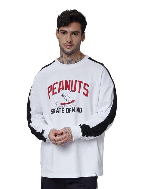 the souled store white peanuts: skate of mind oversized t-shirt