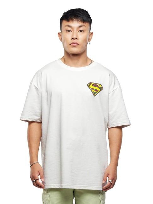 the souled store white relaxed fit printed oversized t-shirt