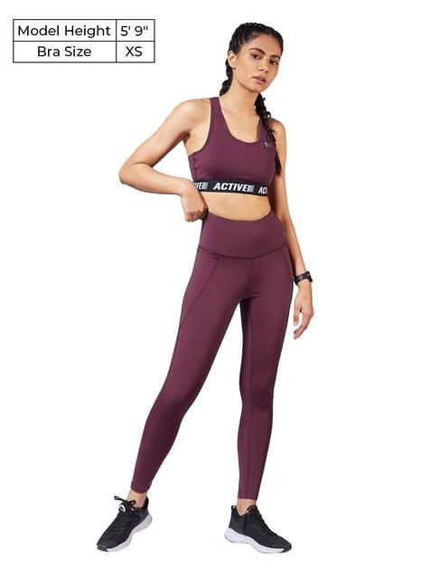 the souled store wine non-wired padded sports bra