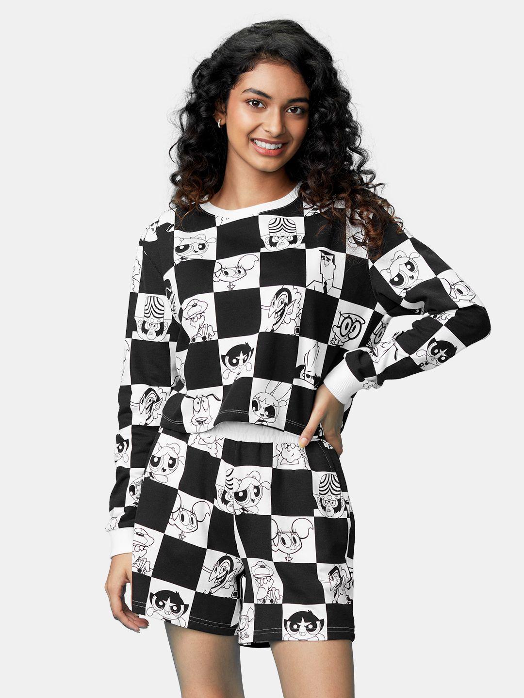 the souled store women black & white cartoon network printed co-ords