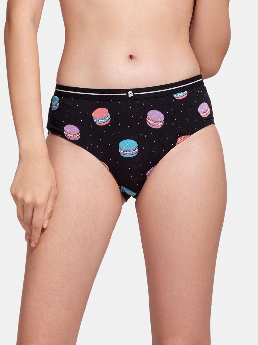 the souled store women black printed anti microbial hipster briefs 177642