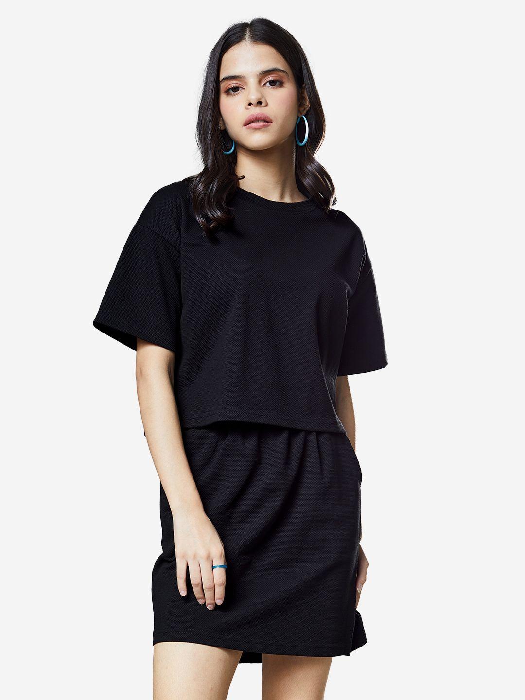 the souled store women black solid co-ords