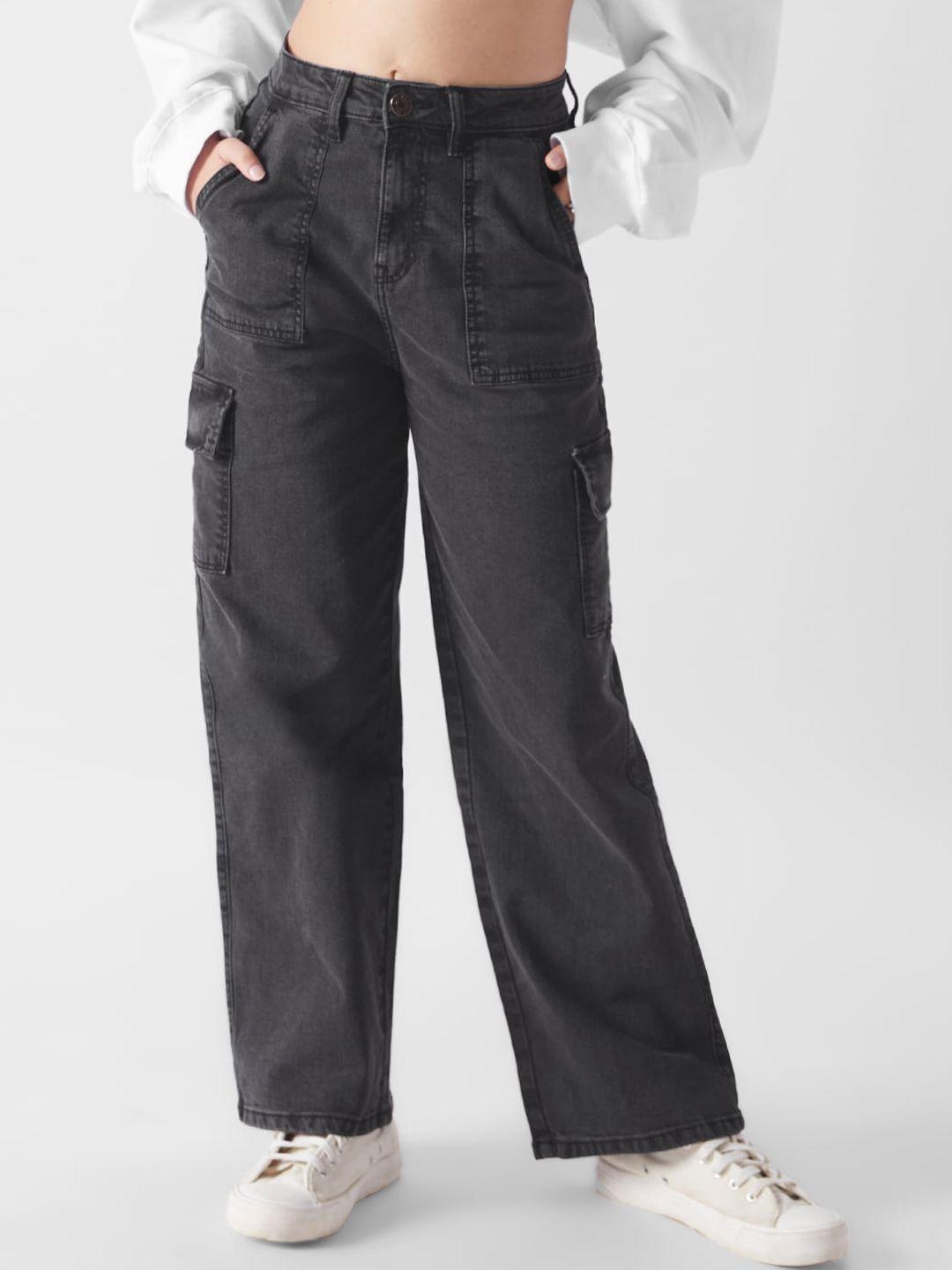 the souled store women black straight fit stretchable jeans