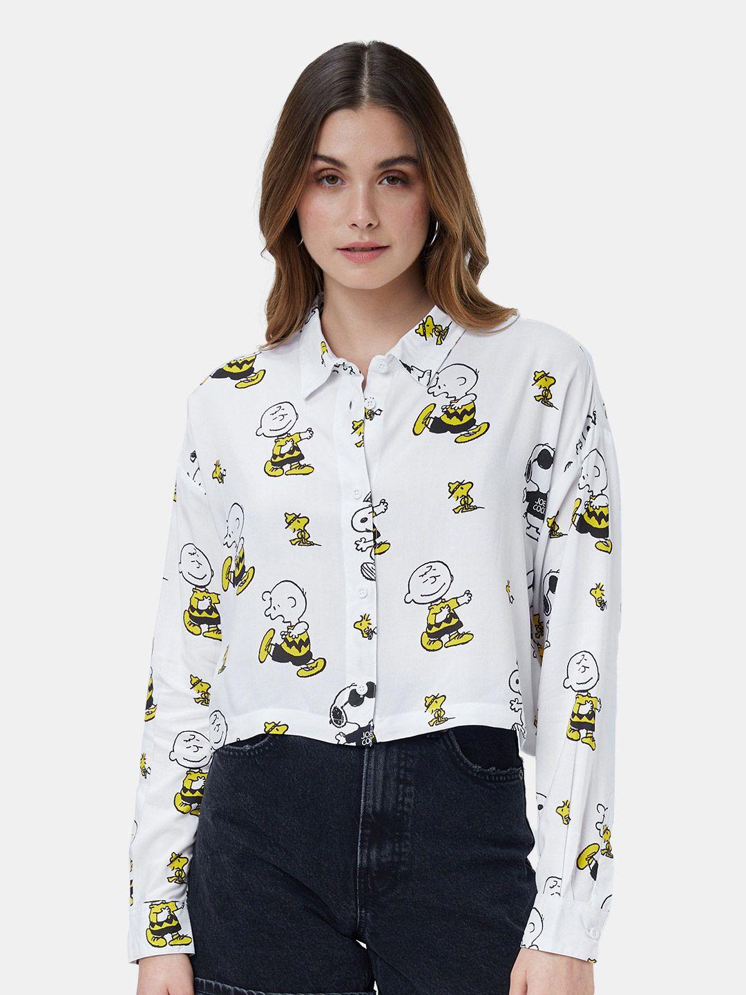 the souled store women boxy printed casual shirt