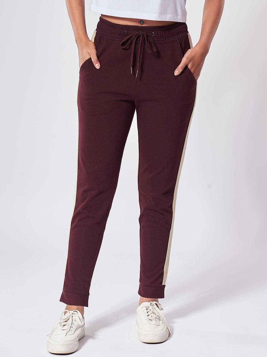 the souled store women burgundy track pants