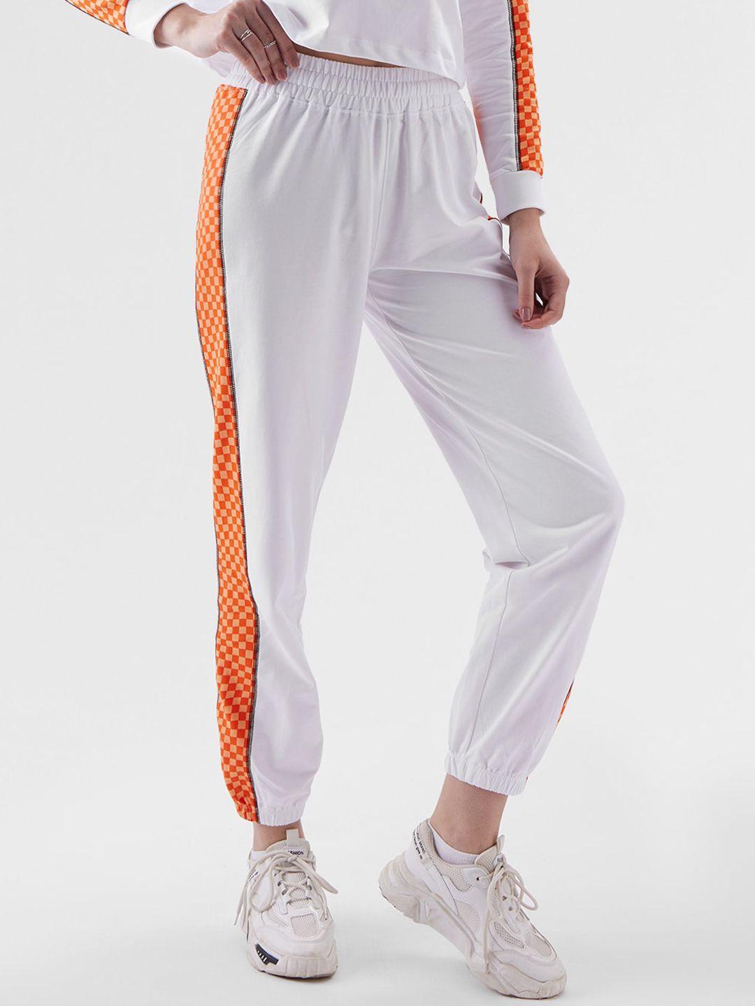 the souled store women checked detail regular fit pure cotton joggers