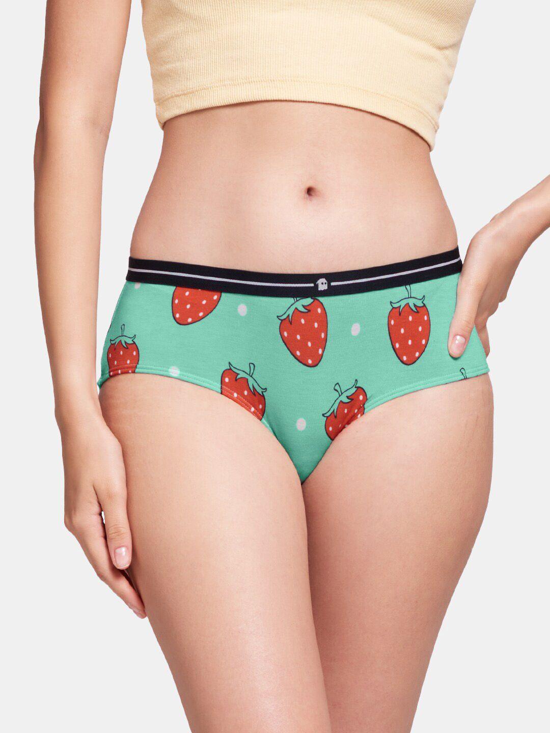 the souled store women green & red printed anti microbial hipster briefs