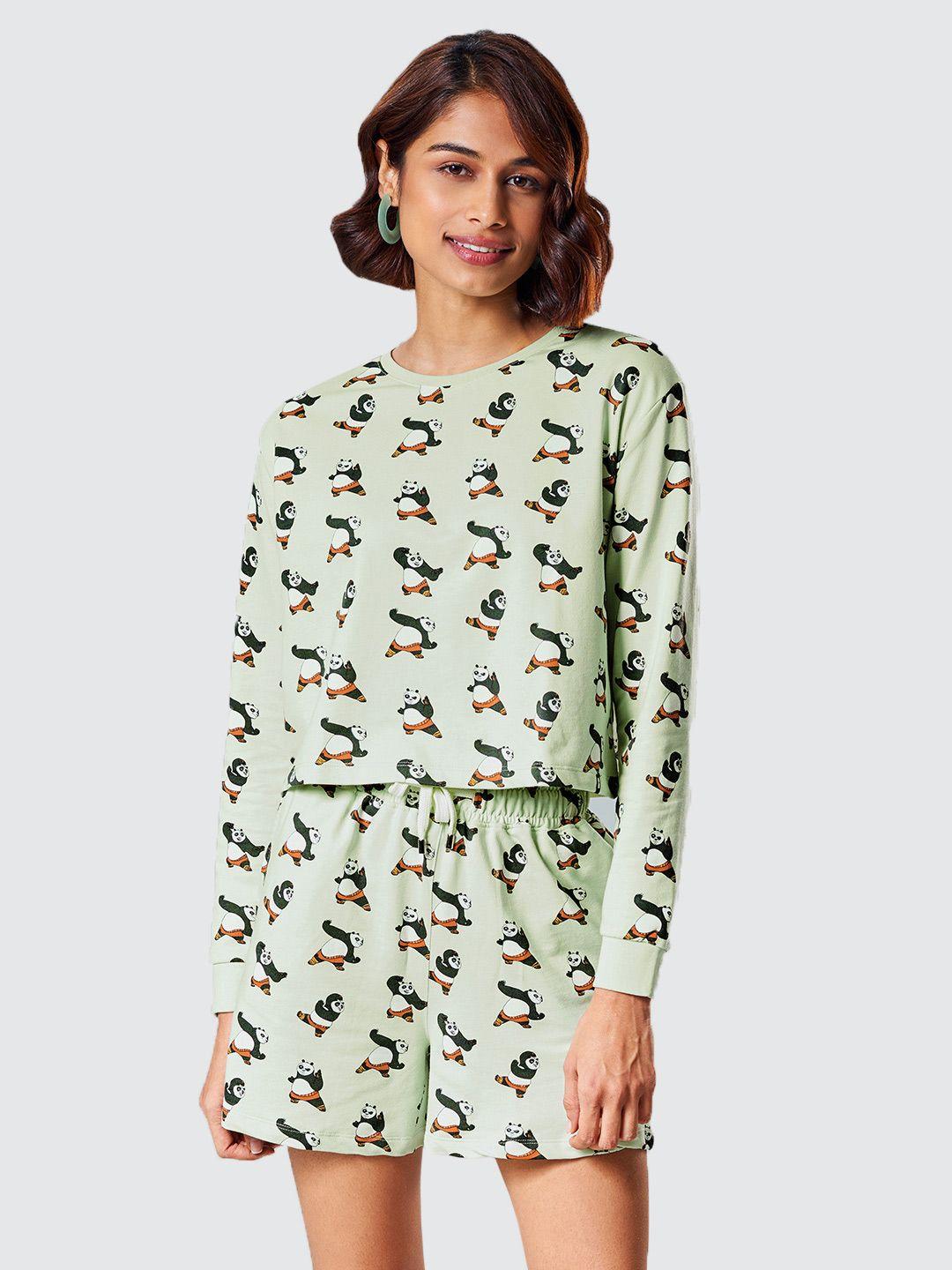 the souled store women green printed co-ords
