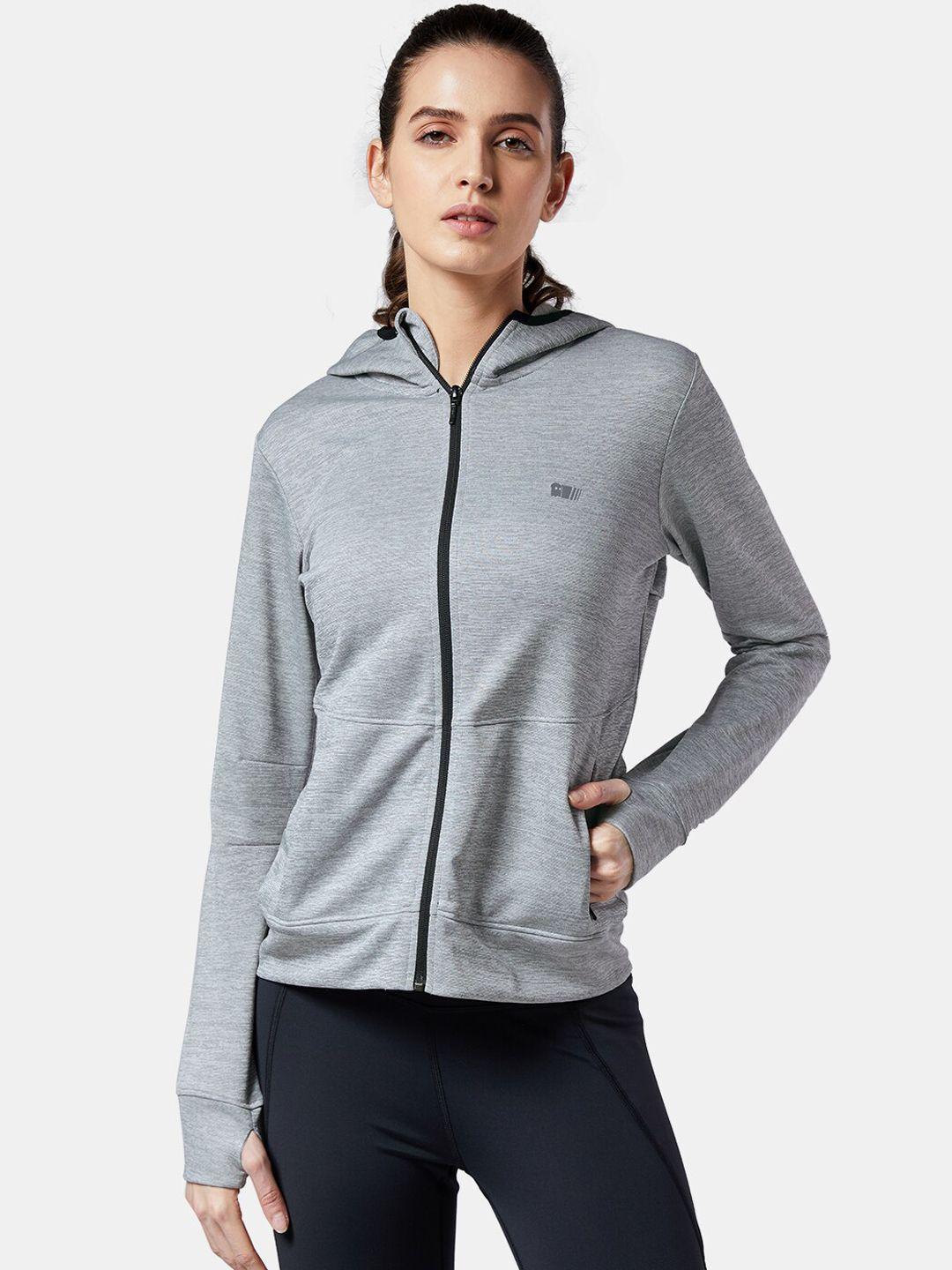 the souled store women grey reflective strip open front jacket