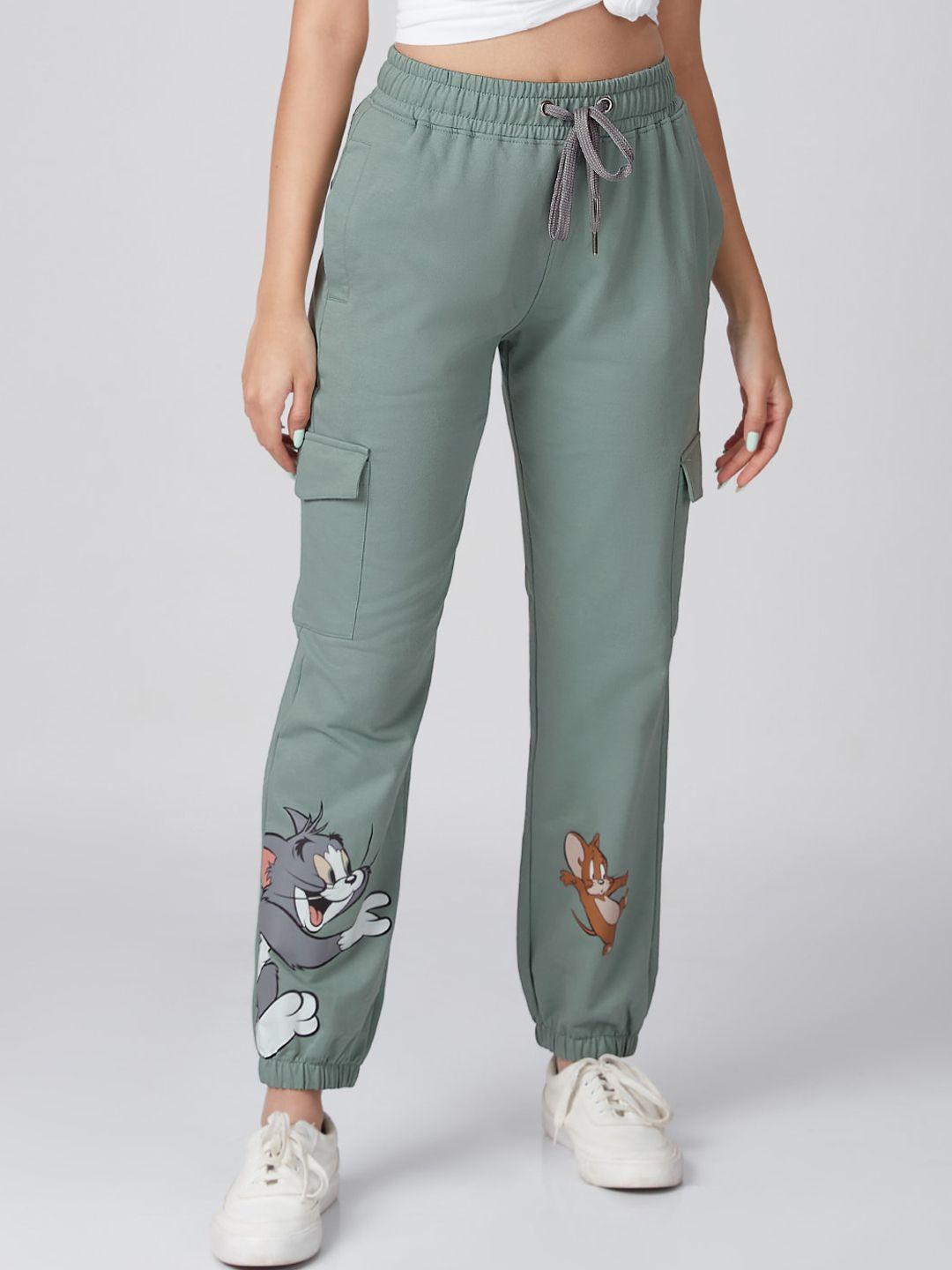 the souled store women grey tom and jerry printed cotton joggers