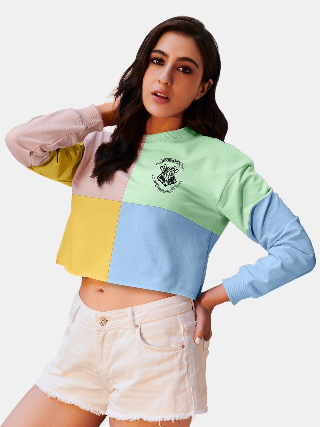 the souled store women harry potter house colourblocked loose fit sweatshirt