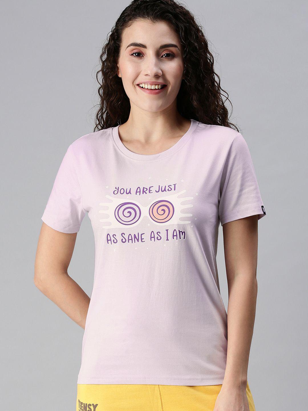 the souled store women lavender typography printed t-shirt