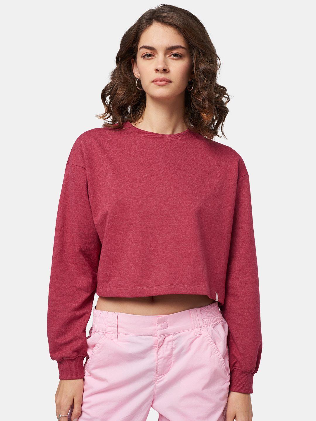 the souled store women mauve solid sweatshirt