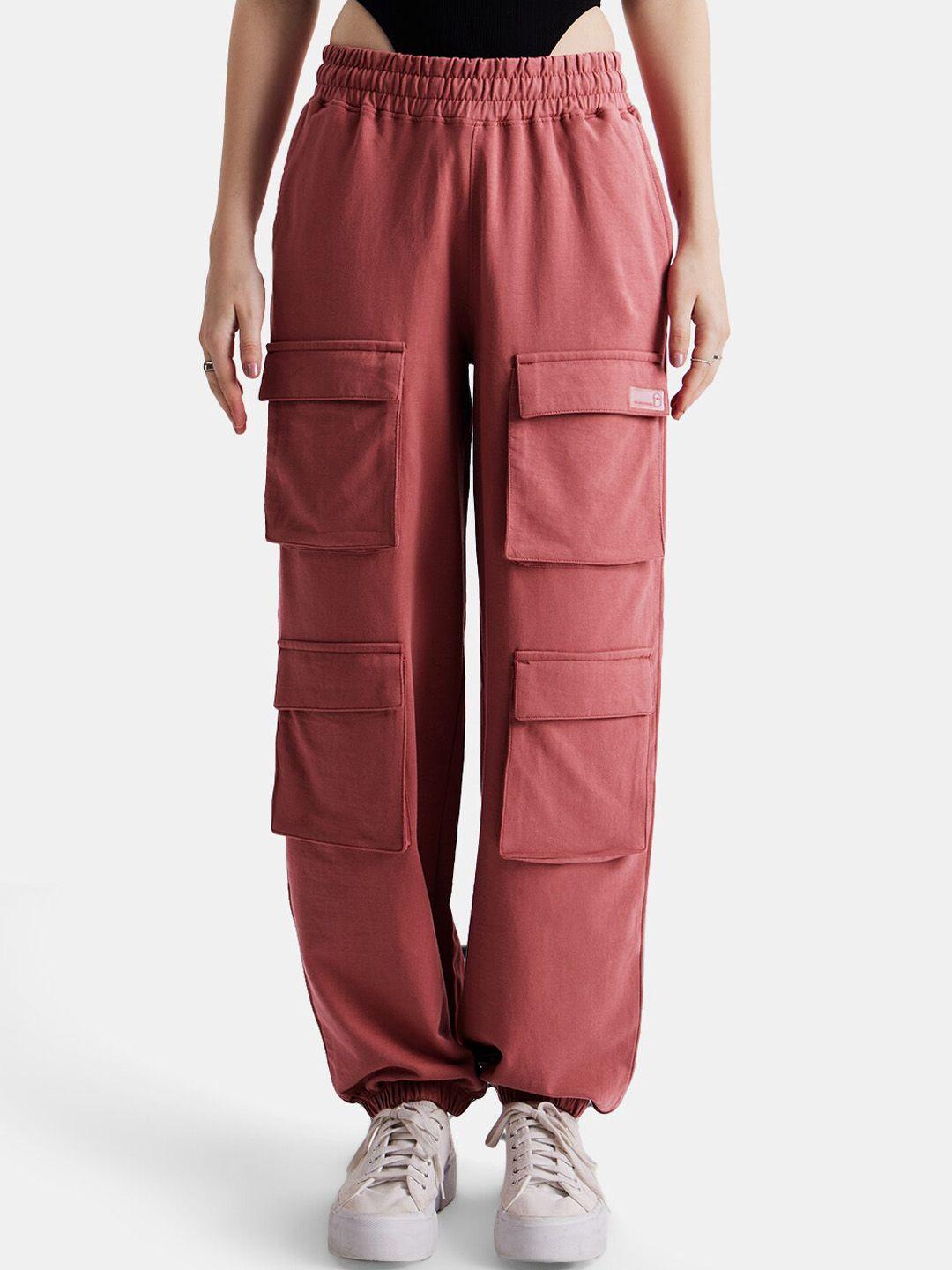 the souled store women mid rise cotton cargo jogger