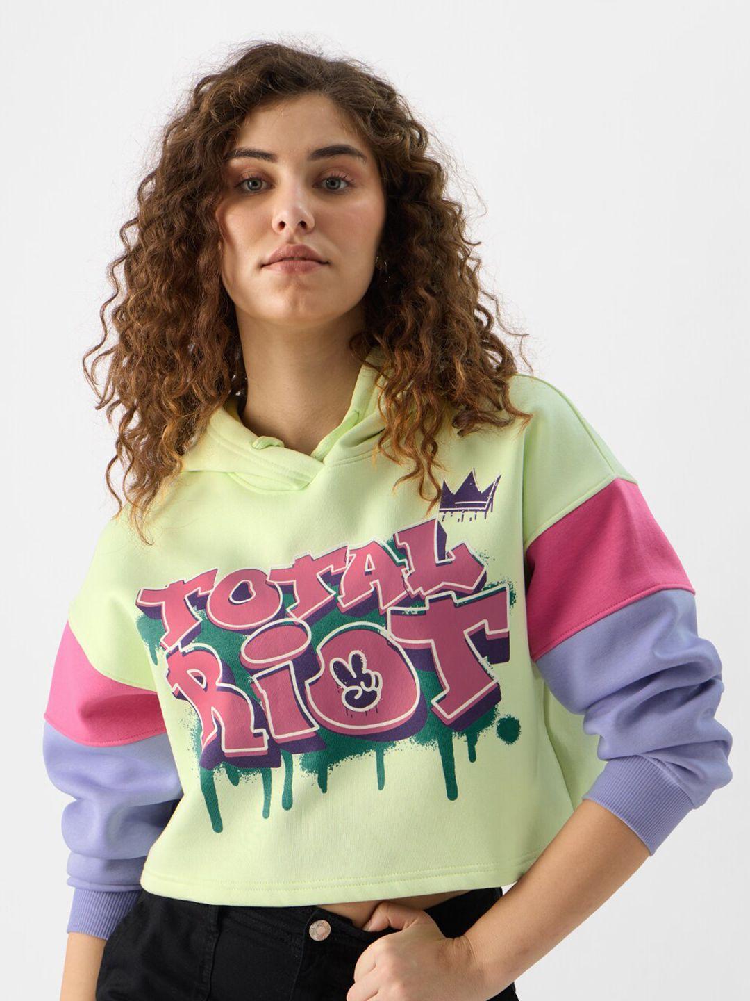 the souled store women multicoloured printed hooded sweatshirt