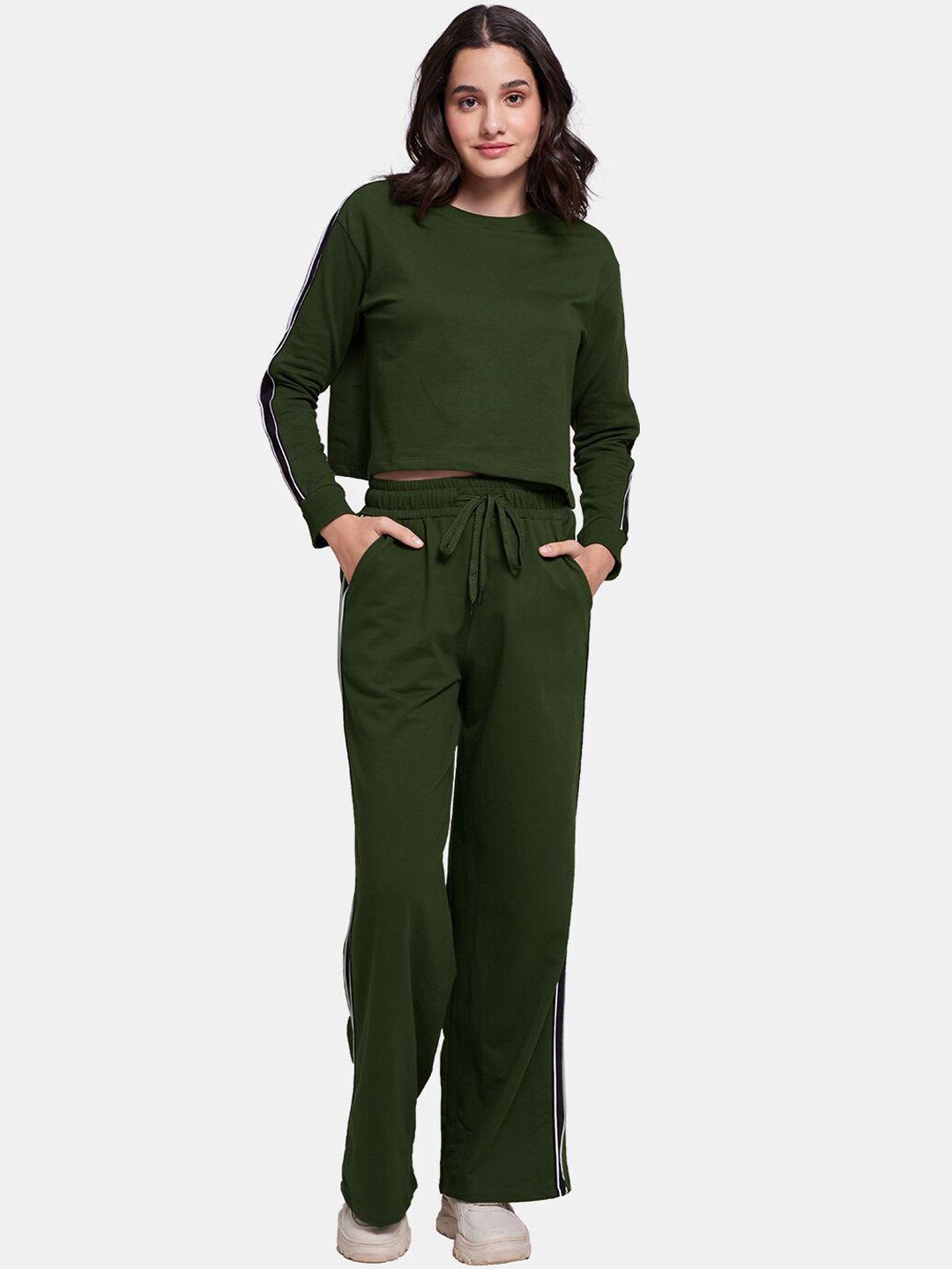 the souled store women olive-green solid co-ords