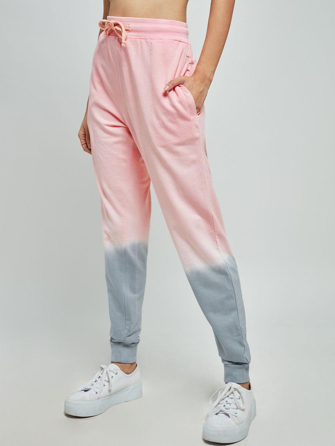 the souled store women pink & grey ombre joggers