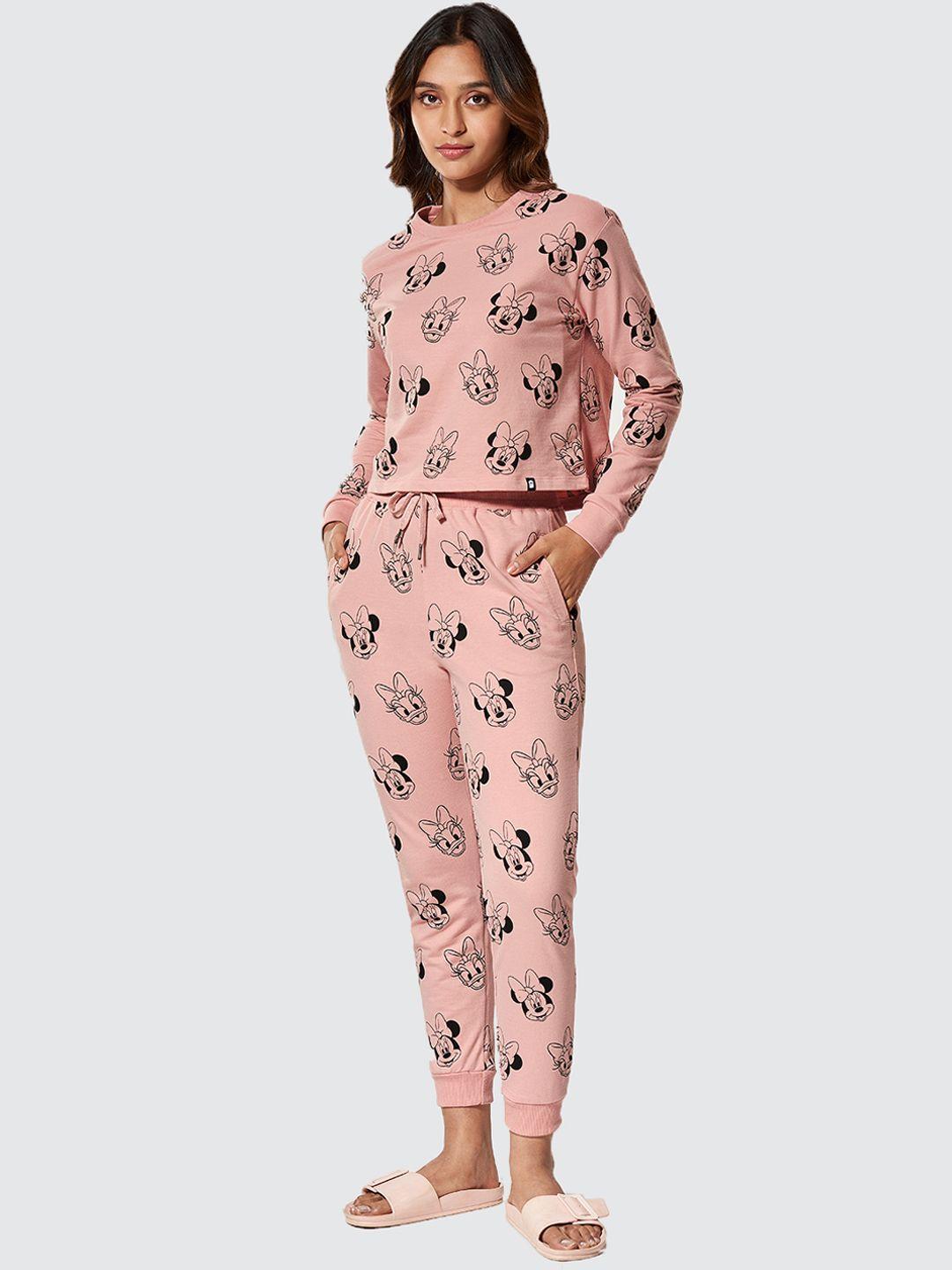the souled store women pink minnie & daisy printed co-ords