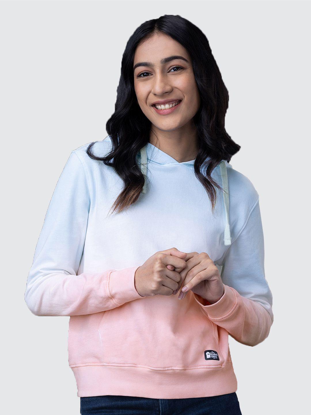 the souled store women pink printed hooded sweatshirt